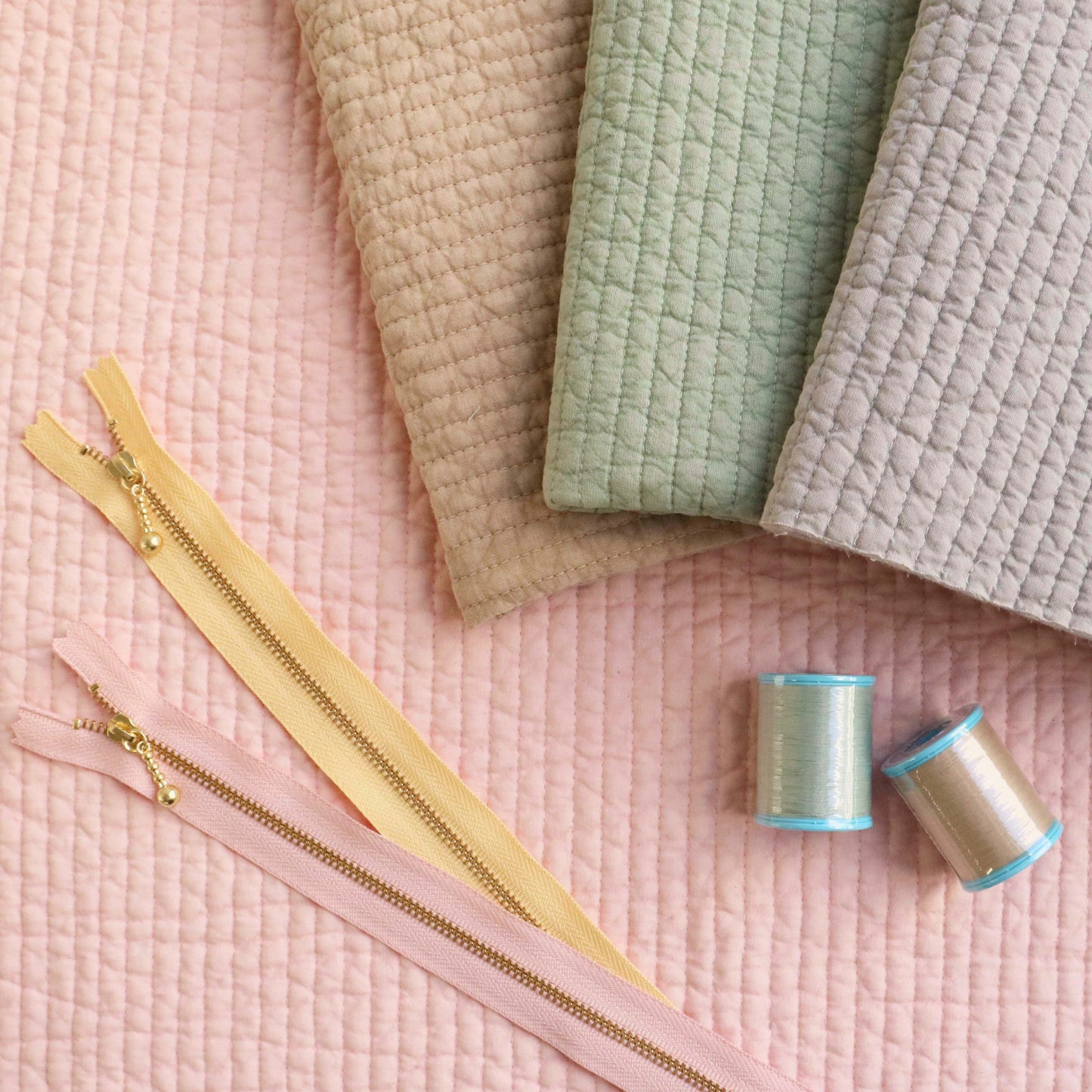 Quilted Fabric - Baby Pink (7mm) (extra wide)