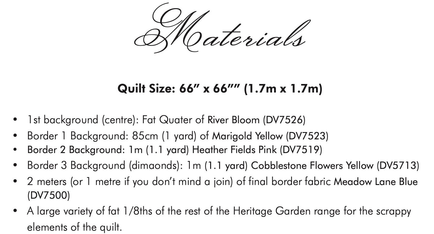 Sewing Kit - "Castle Walls" Quilt by Judy Newman (with Heritage Garden Fabric collection)