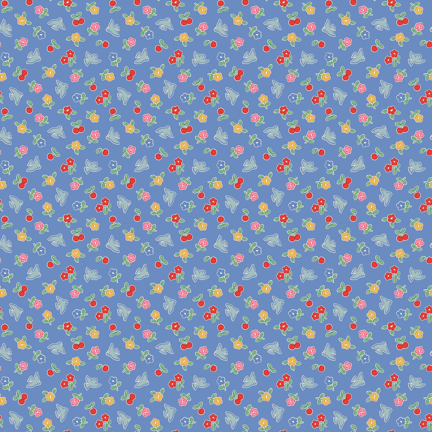 Bluebells and Buttercups - Cheery Bluebird Periwinkle