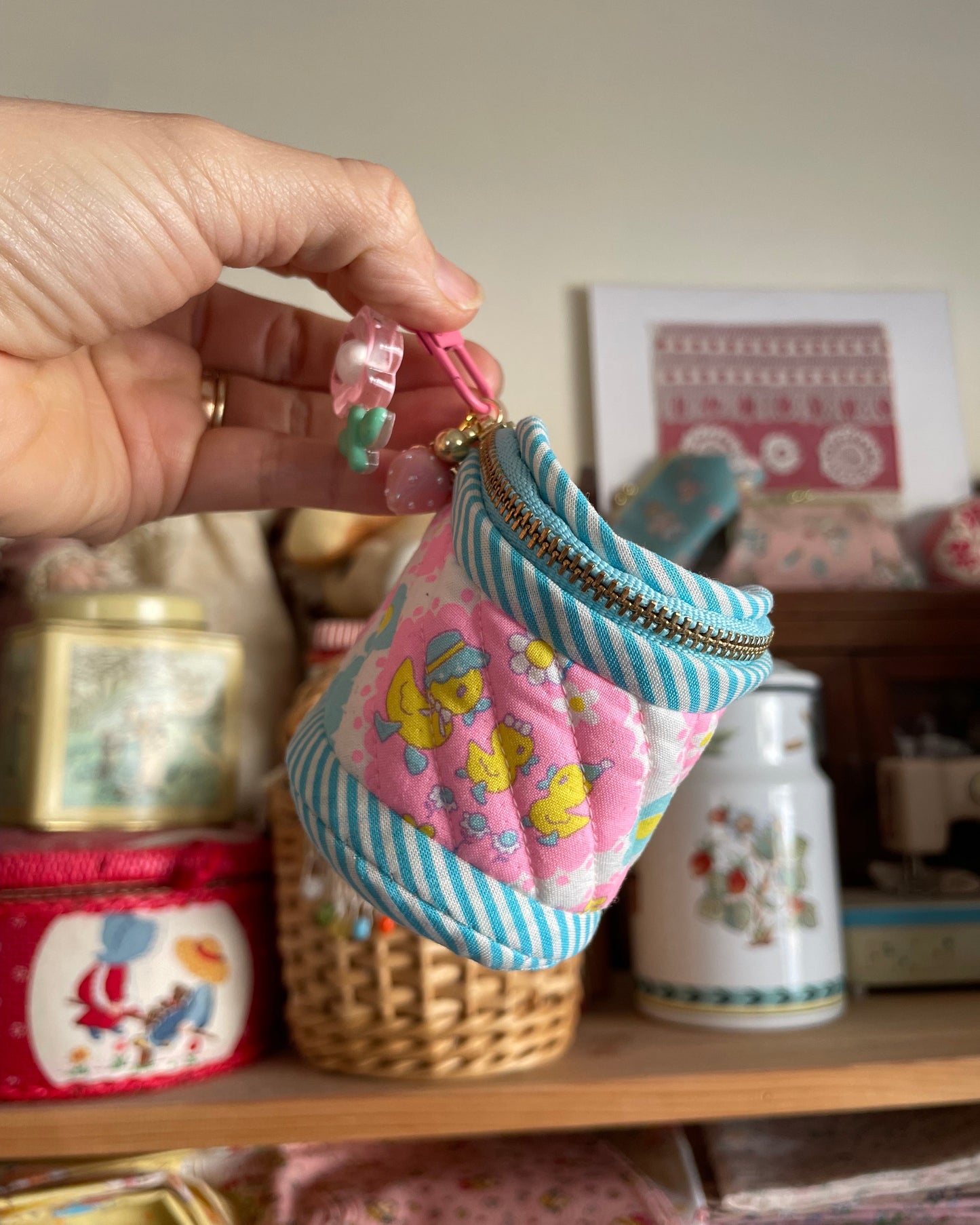 Sewing Kit -- Littleton Pouch (antique pink & blue)