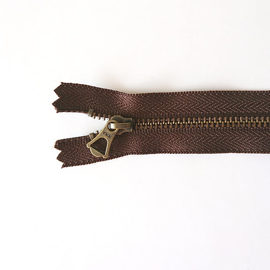 YKK Brone Zipper with Tulip Pull - Dark Brown (25cm)