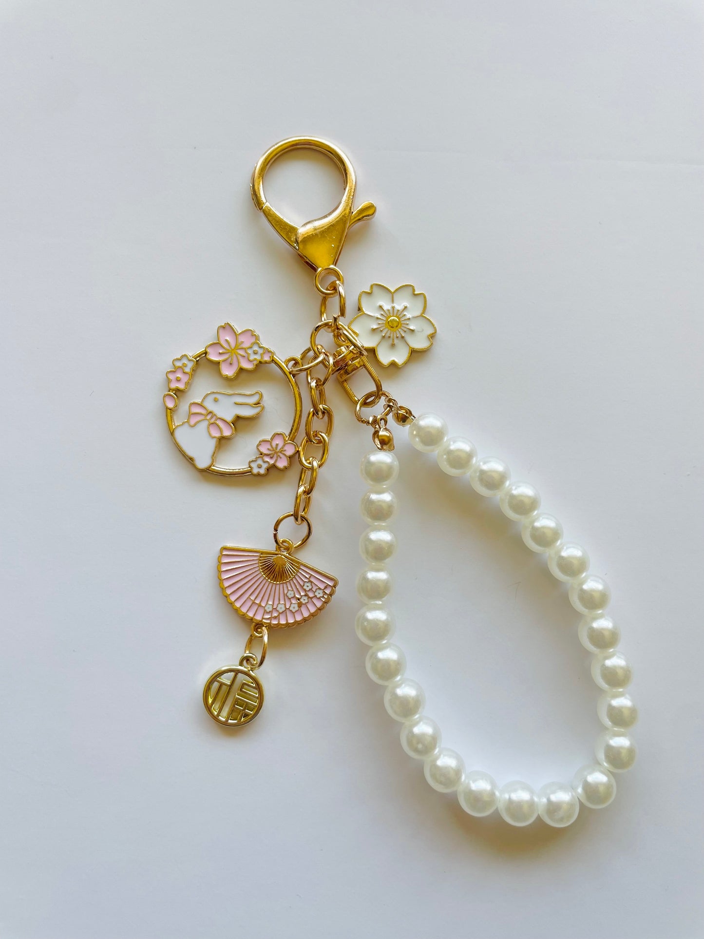 Zipper Charm - Pearl and fan
