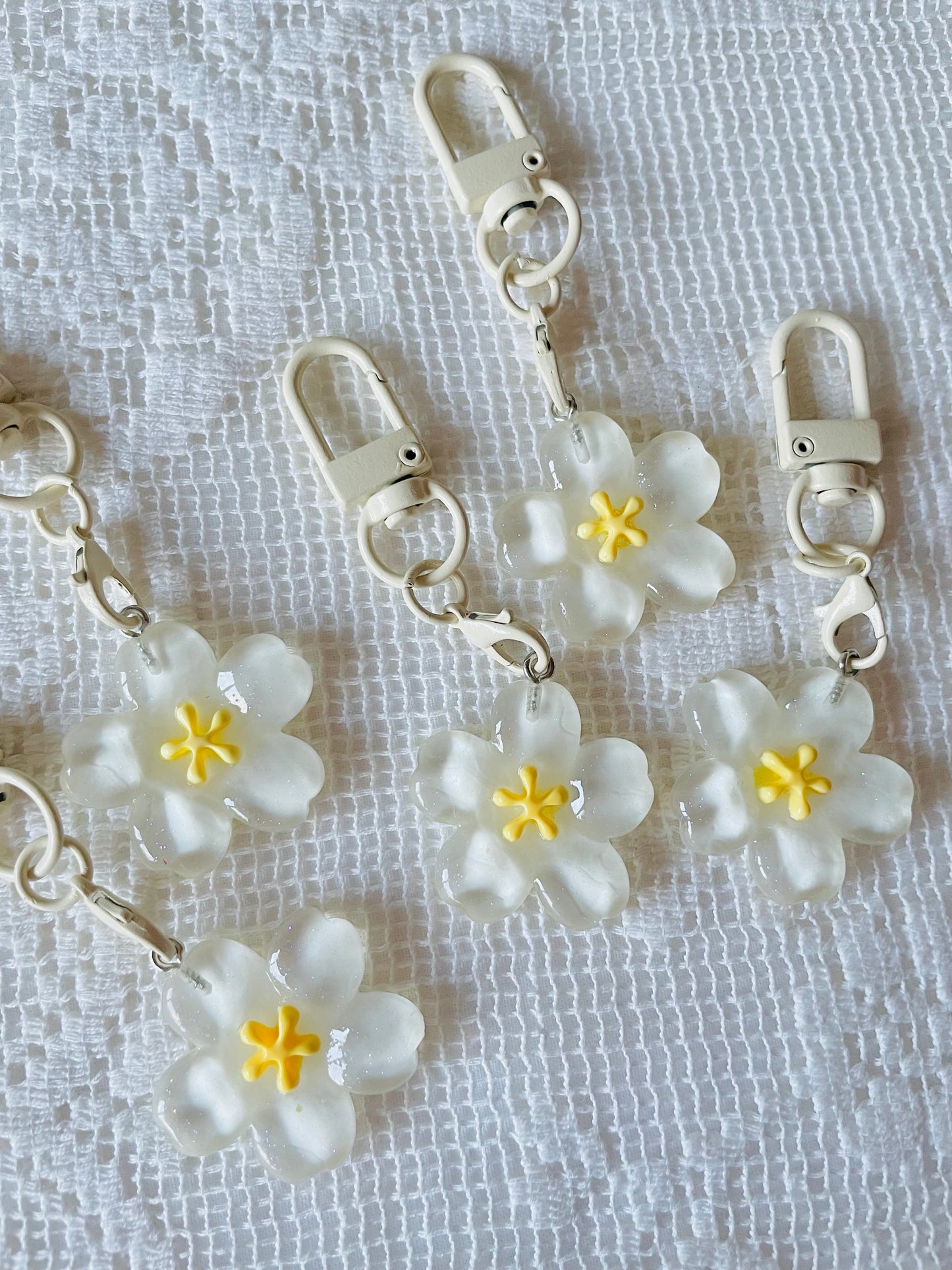 Zipper Charm - Cherry Blossom (white)