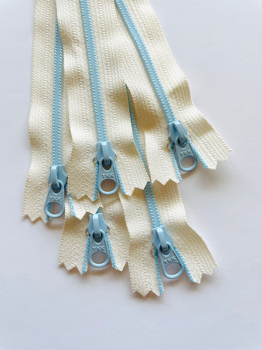 ZIPPER BUNDLE - Off white/light blue (8"/20cm)
