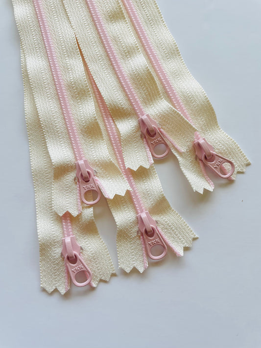 ZIPPER BUNDLE - Off white/light pink (8"/20cm)