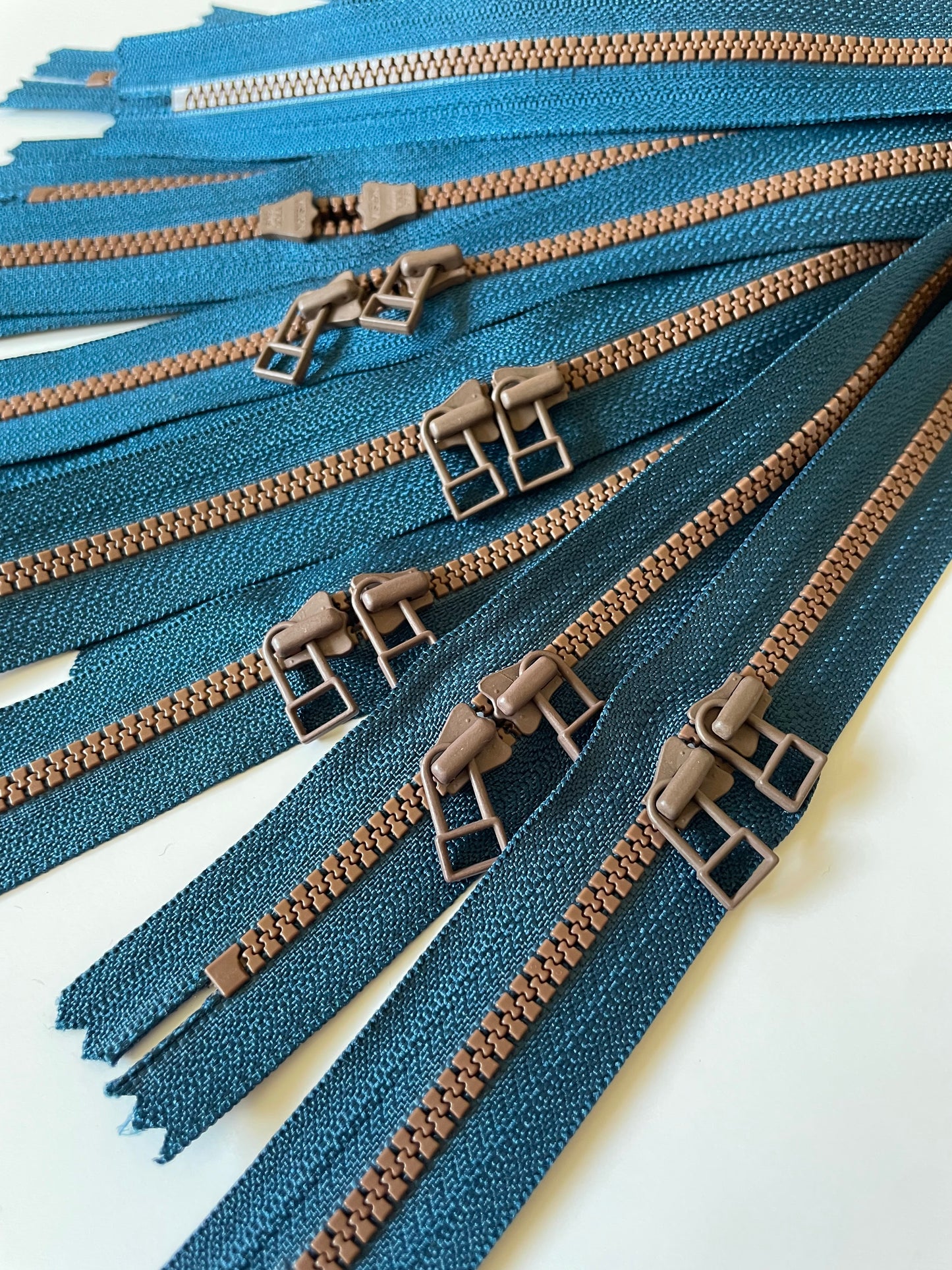 YKK Rasin Zippers with double pull - (lake blue/brown)(16"-40CM)