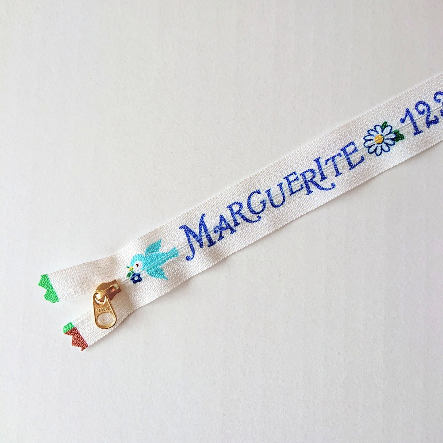 Atsuko Matsuyama's YKK Printed Zipper (White/Blue) (20cm/8in)