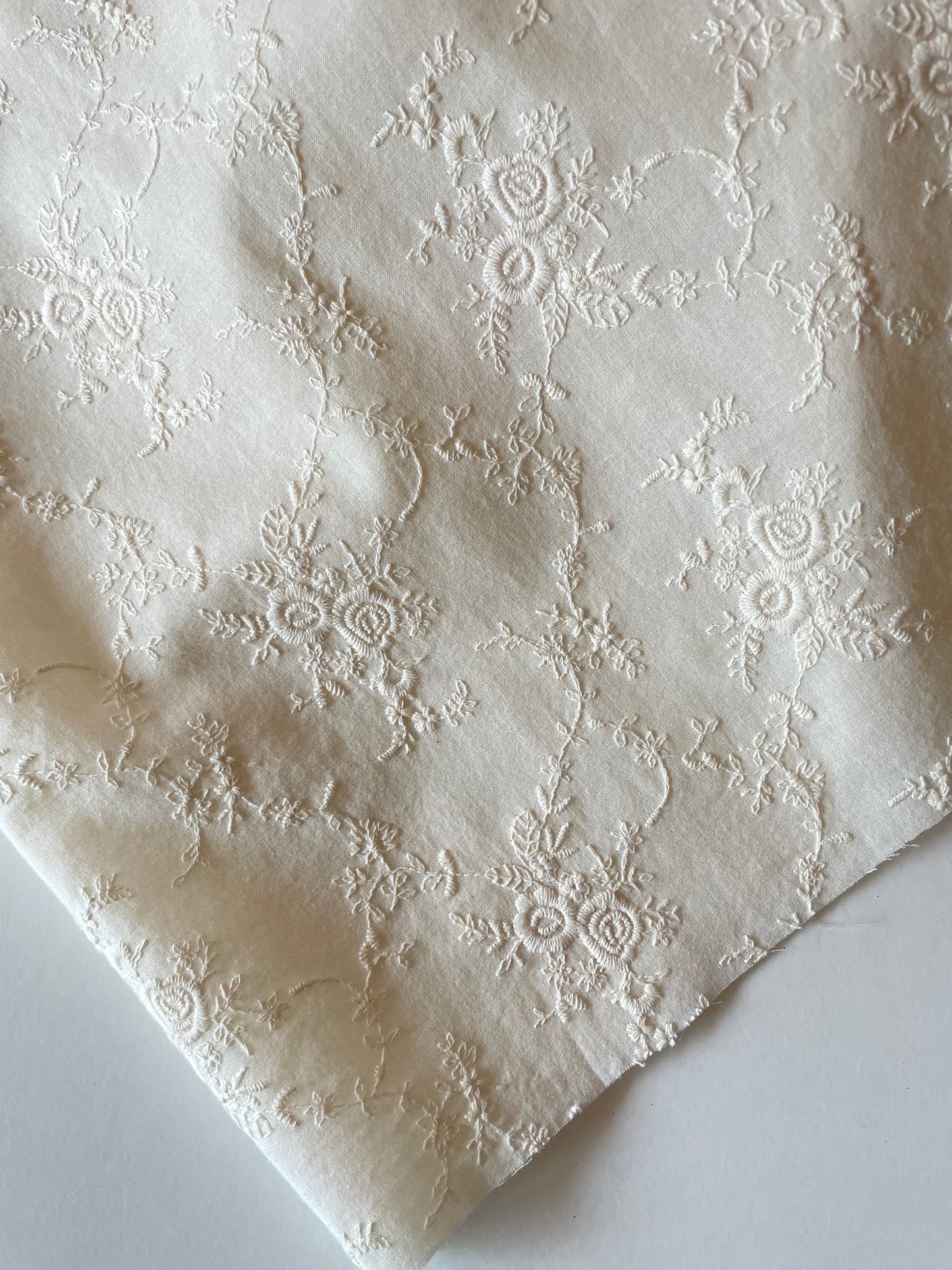 Embroidered Cotton Fabric -- Roses (Extra wide)