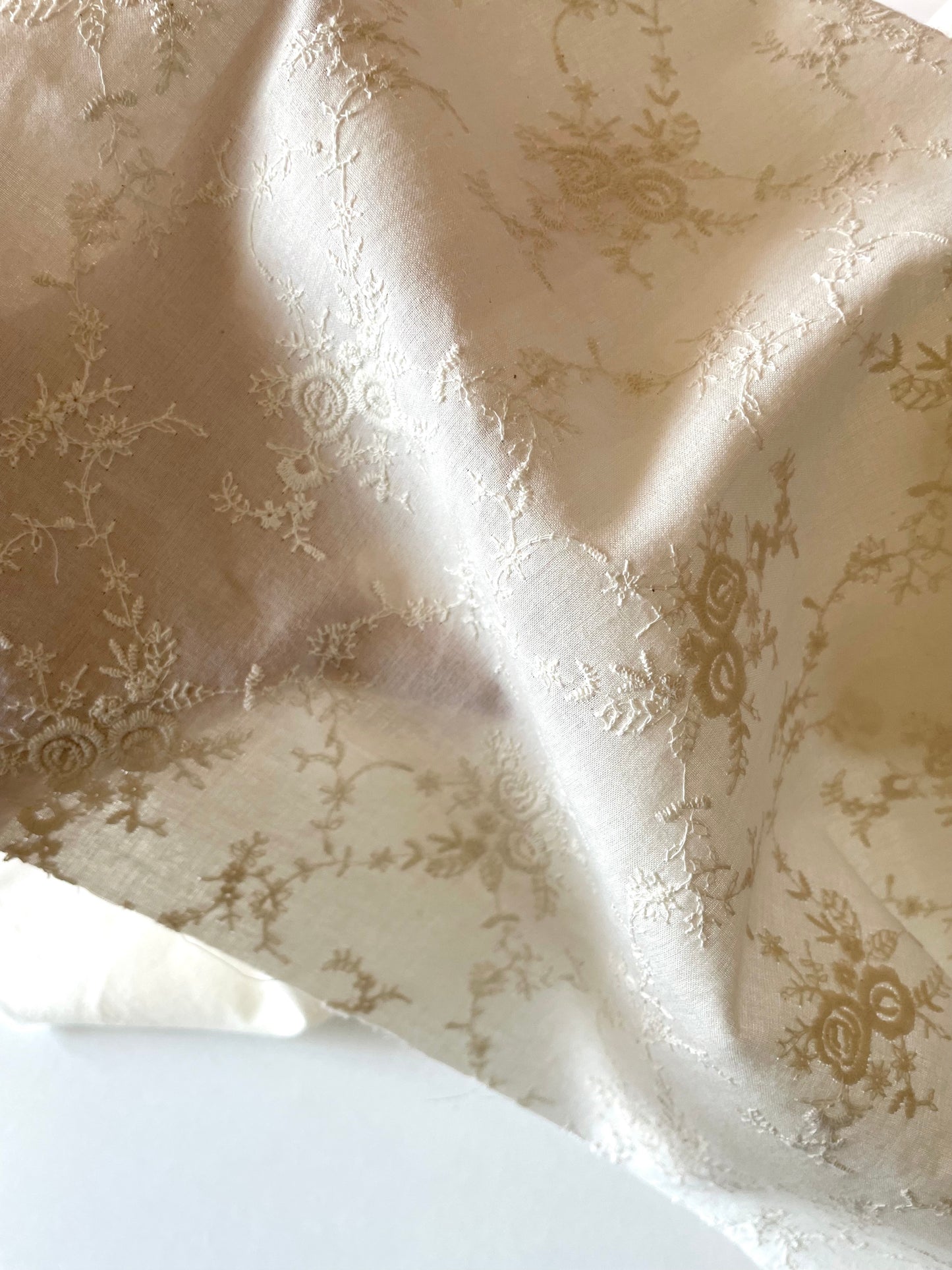 Embroidered Cotton Fabric -- Roses (Extra wide)