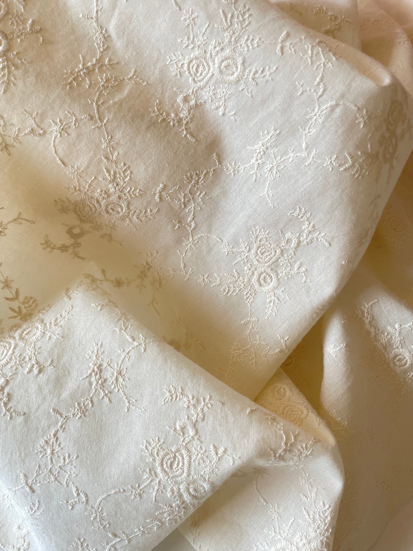 Embroidered Cotton Fabric -- Roses (Extra wide)