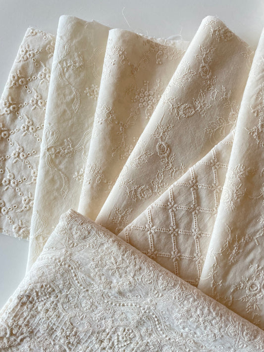 Embroidered Cotton Fabric Bundle (10PCs)