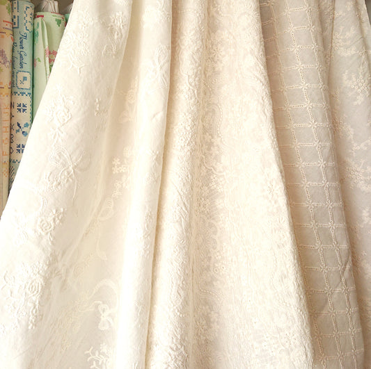 Embroidered Cotton Fabric -- Blossom (Extra wide)