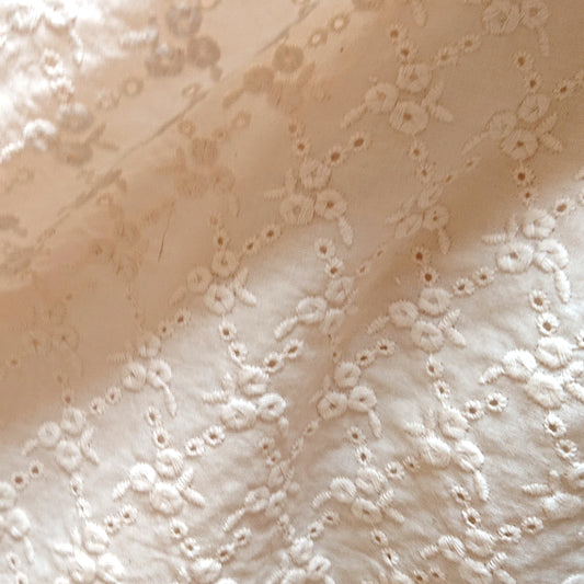 Embroidered Cotton Fabric --  Little Camellia (Extra wide)
