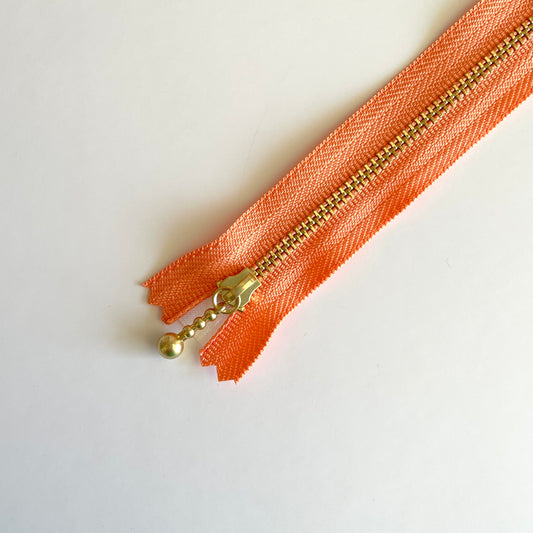 YKK Metalic Zippers with Water-drop Pull - Orange (8"-20CM)