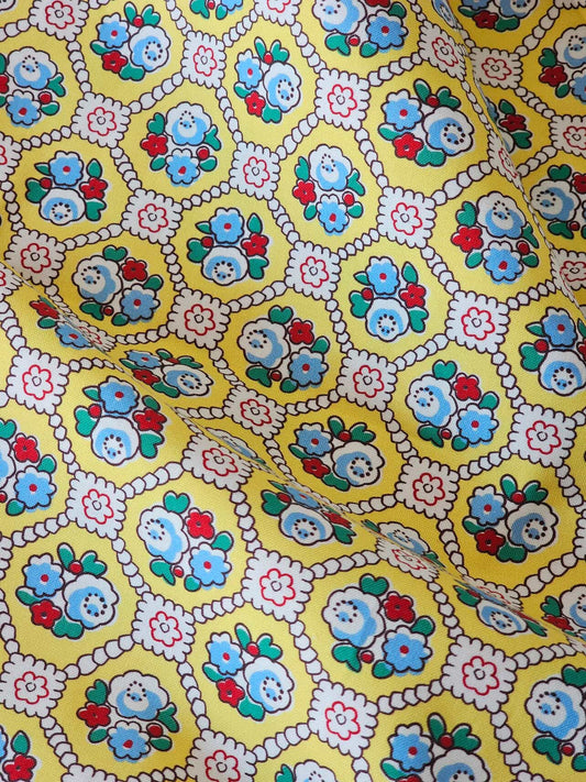 PRE ORDER - Feedsack by Momnson- flower lattice (yellow)