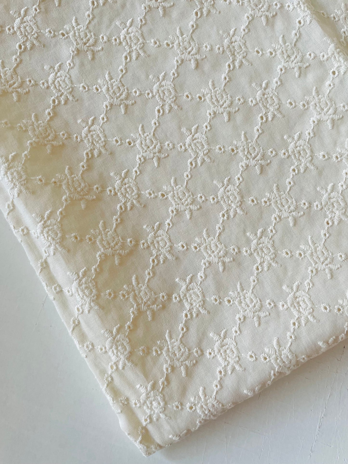 Embroidered Cotton Fabric --  Lattice Roses (Extra Wide)