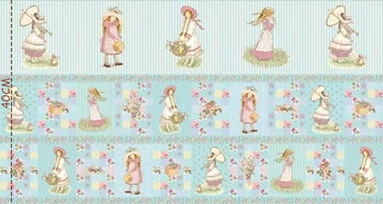 !! PRE ORDER !! Holly Hobbies Panel - Girl with Summer Hat • Blue (40cm x 110cm)