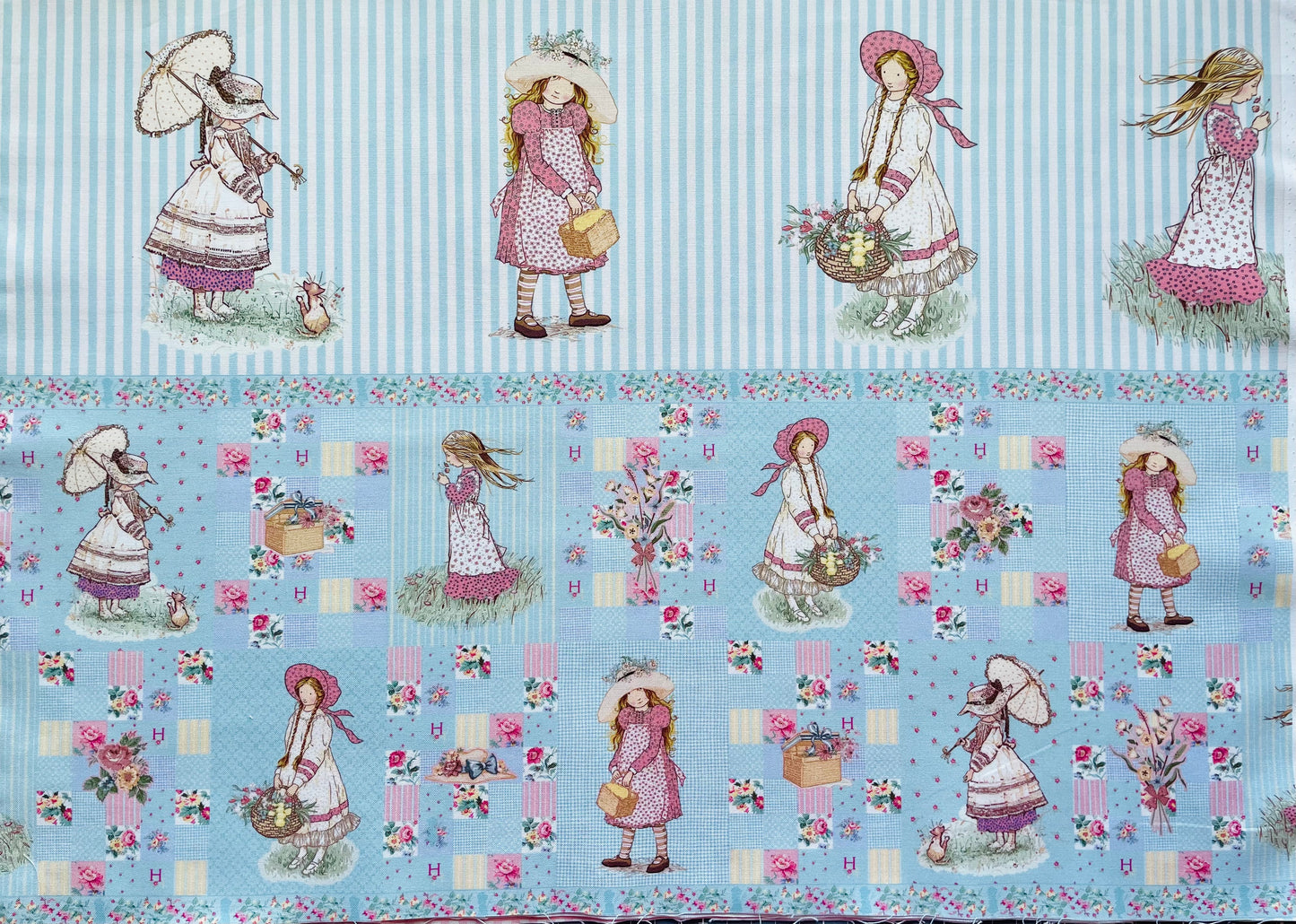 Holly Hobbies Panel - Girl with Summer Hat • Blue (40cm x 110cm)