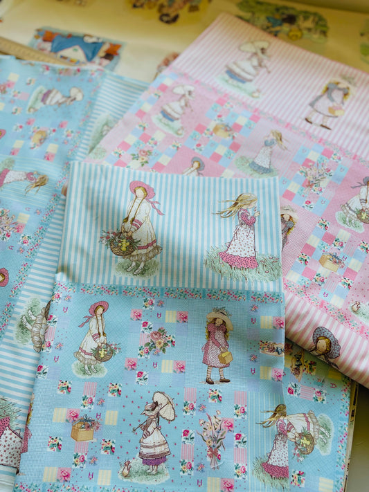 Holly Hobbies Panel - Girl with Summer Hat • Blue (40cm x 110cm)