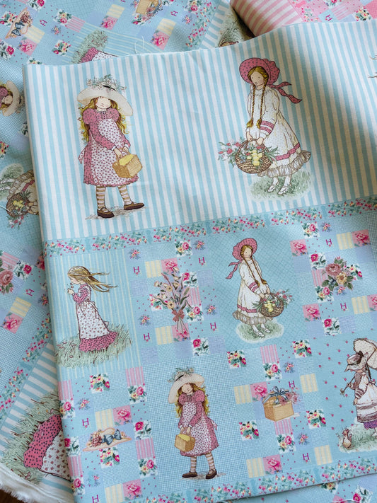 Holly Hobbies Panel - Girl with Summer Hat • Blue (40cm x 110cm)