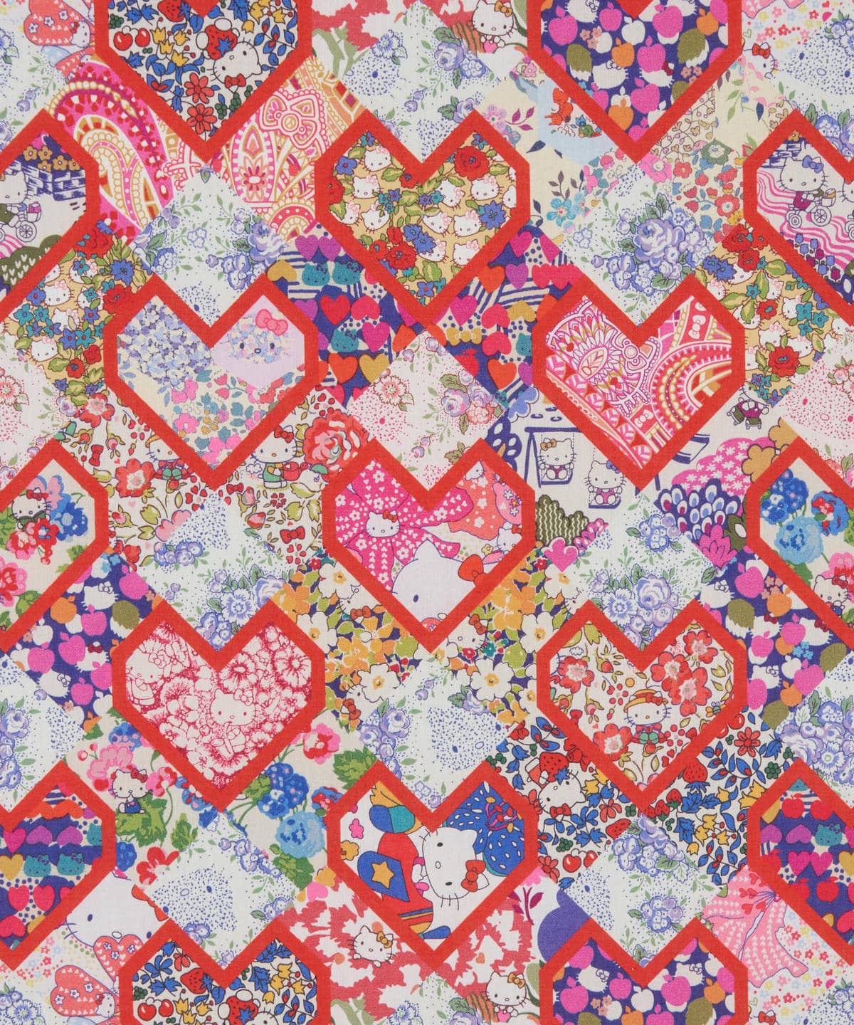 !! Pre-Order!! Liberty + Hello Kitty: Patchwork hearts (red)