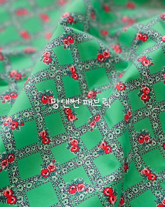 Feedsack by Momnson- 29th Green LIttle floral Lattice