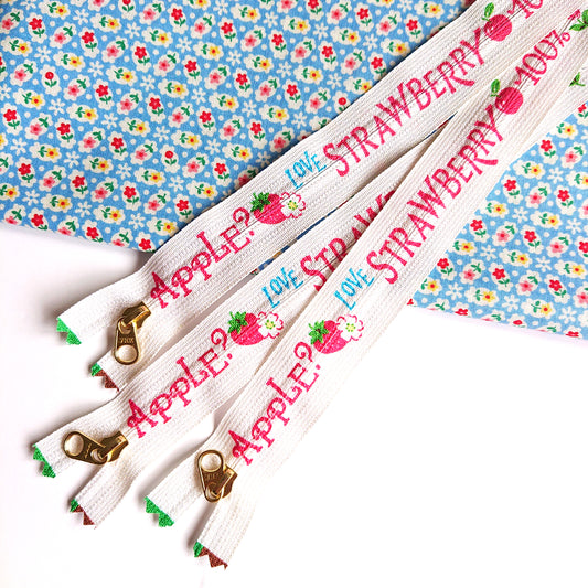 Atsuko Matsuyama's printed zipper (White/pink) (20cm/8in)