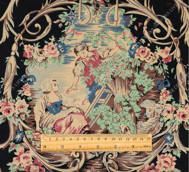 Vintage Toile De Jouy - Countryside Life (green)