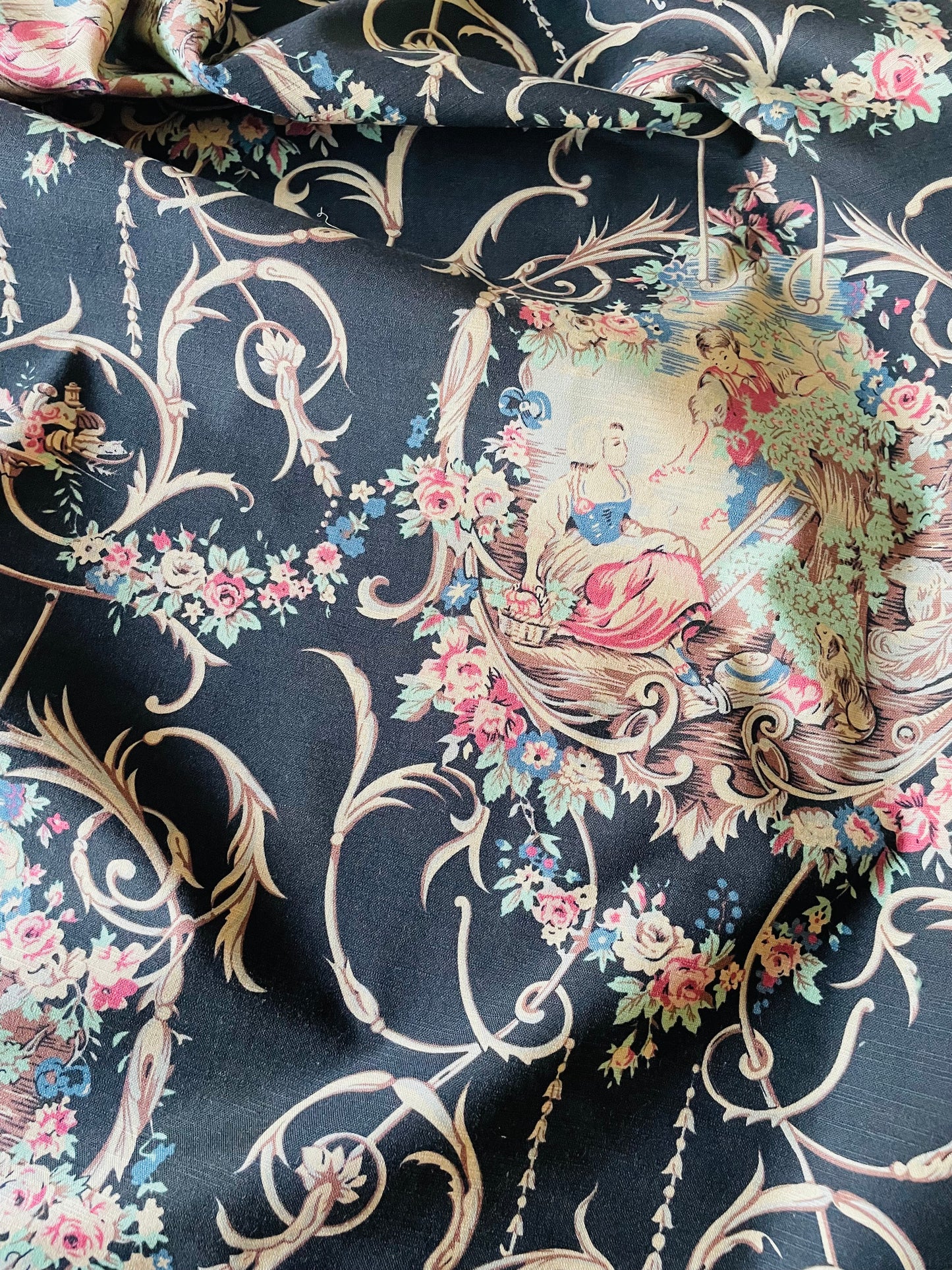 Vintage Toile De Jouy - Countryside Life (black)