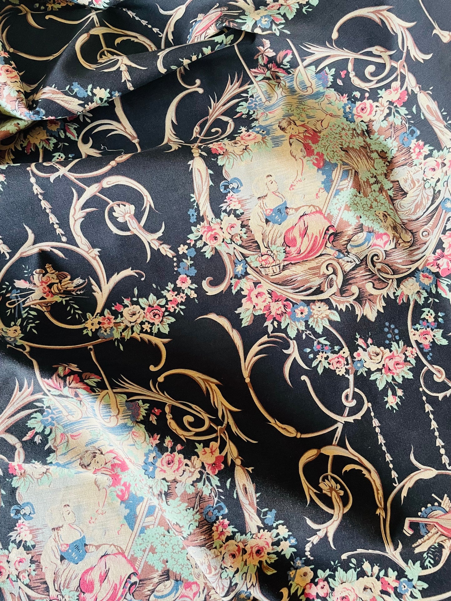 Vintage Toile De Jouy - Countryside Life (black)