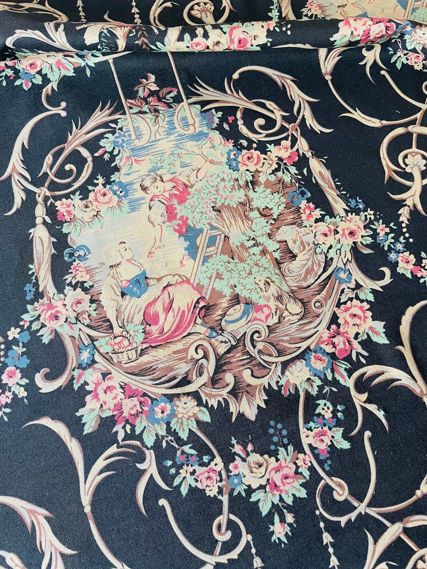 Vintage Toile De Jouy - Countryside Life (black)