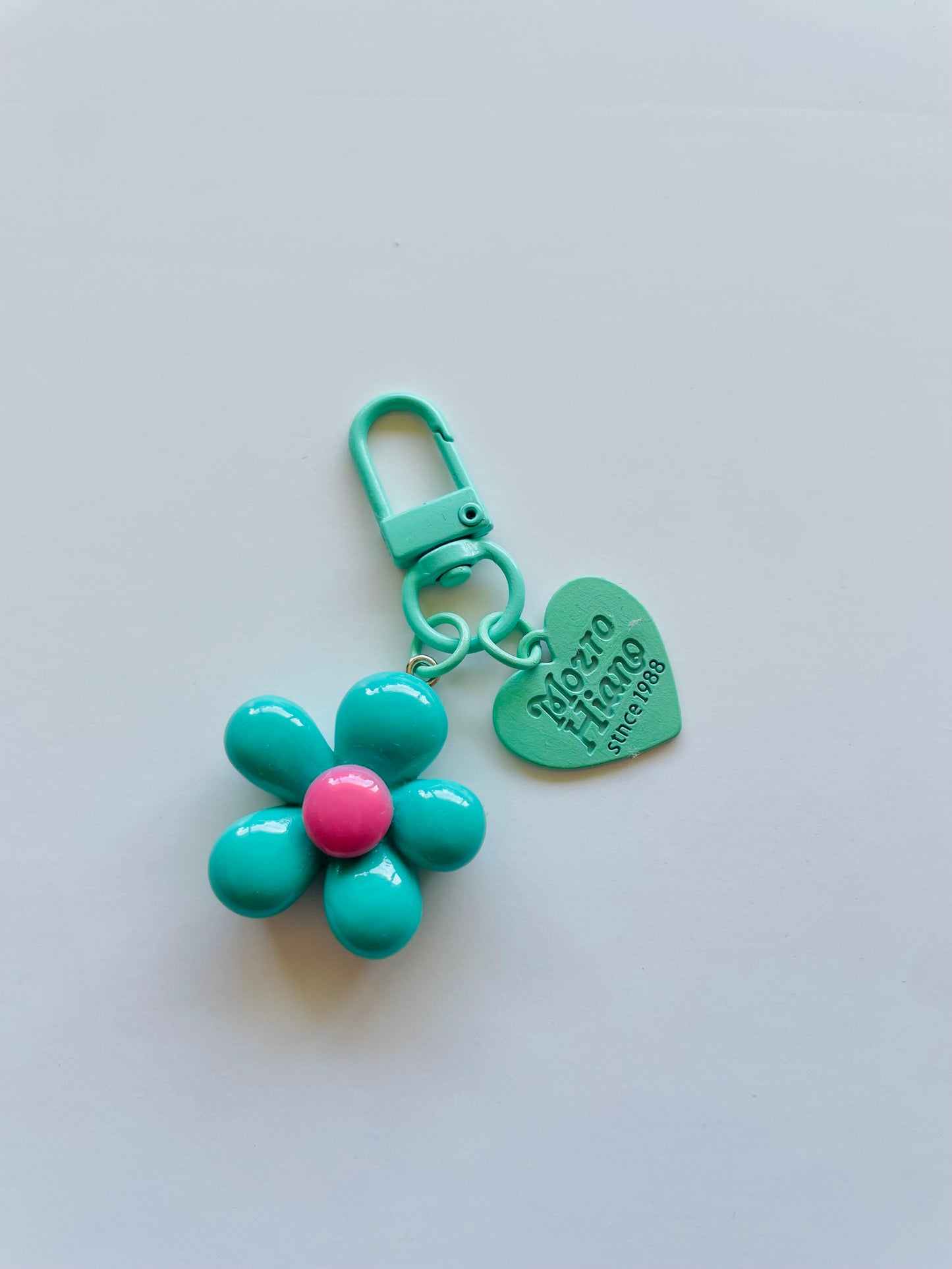 Zipper Charm -  Flower & Love (turquoise)