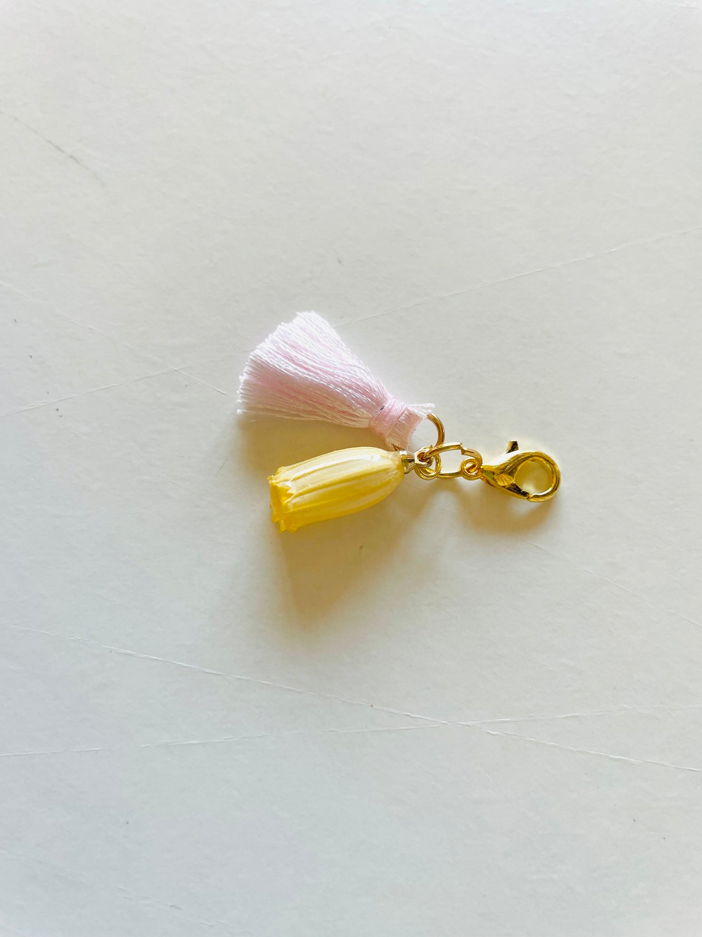 Zipper Charm -  Bell Flower (yellow/pink)