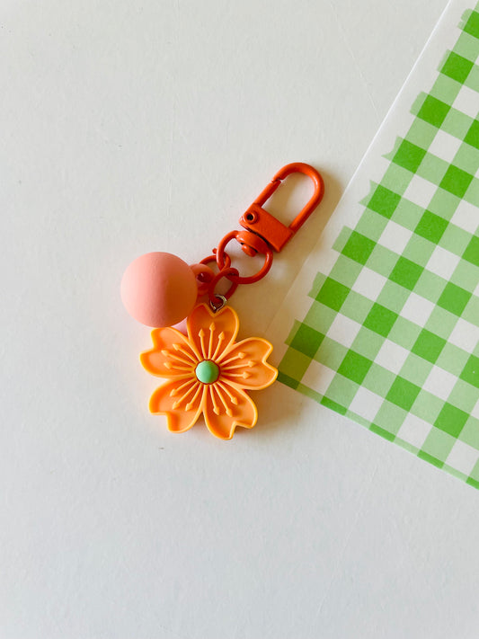 Zipper Charm -  Cherry Blossom (orange)