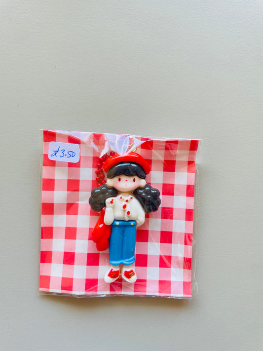 Zipper Charm - Emma Doll (red/blue)