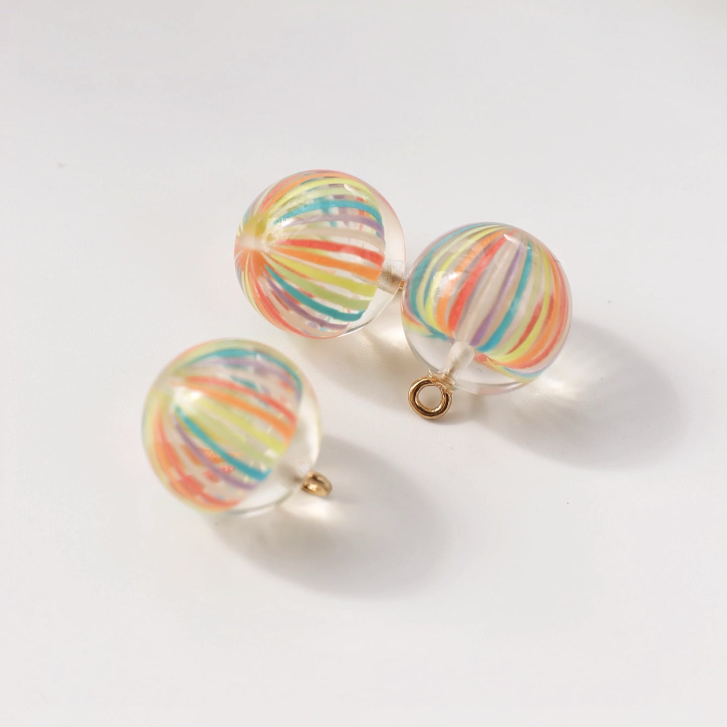 Zipper Charm -  candy ball (round-multi colour strip)