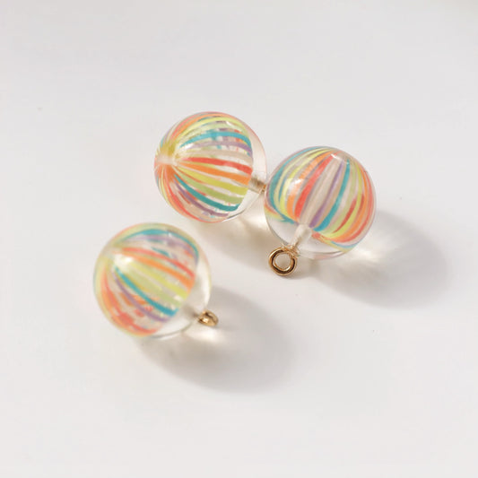 Zipper Charm - candy ball (round-multi colour strip)