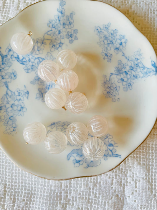 Zipper Charm -  candy ball (white frost)