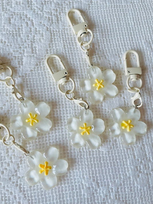 Zipper Charm -  Cherry Blossom (white)