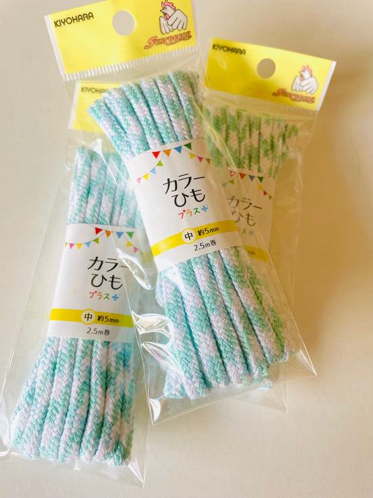 String/Cords- Mint/White (with glitter)