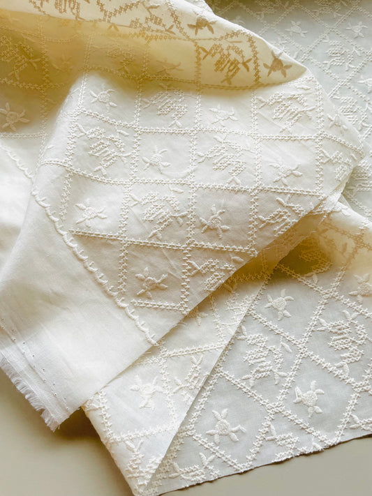 Embroidered Cotton Fabric --  Cross Stitch (Extra Wide)
