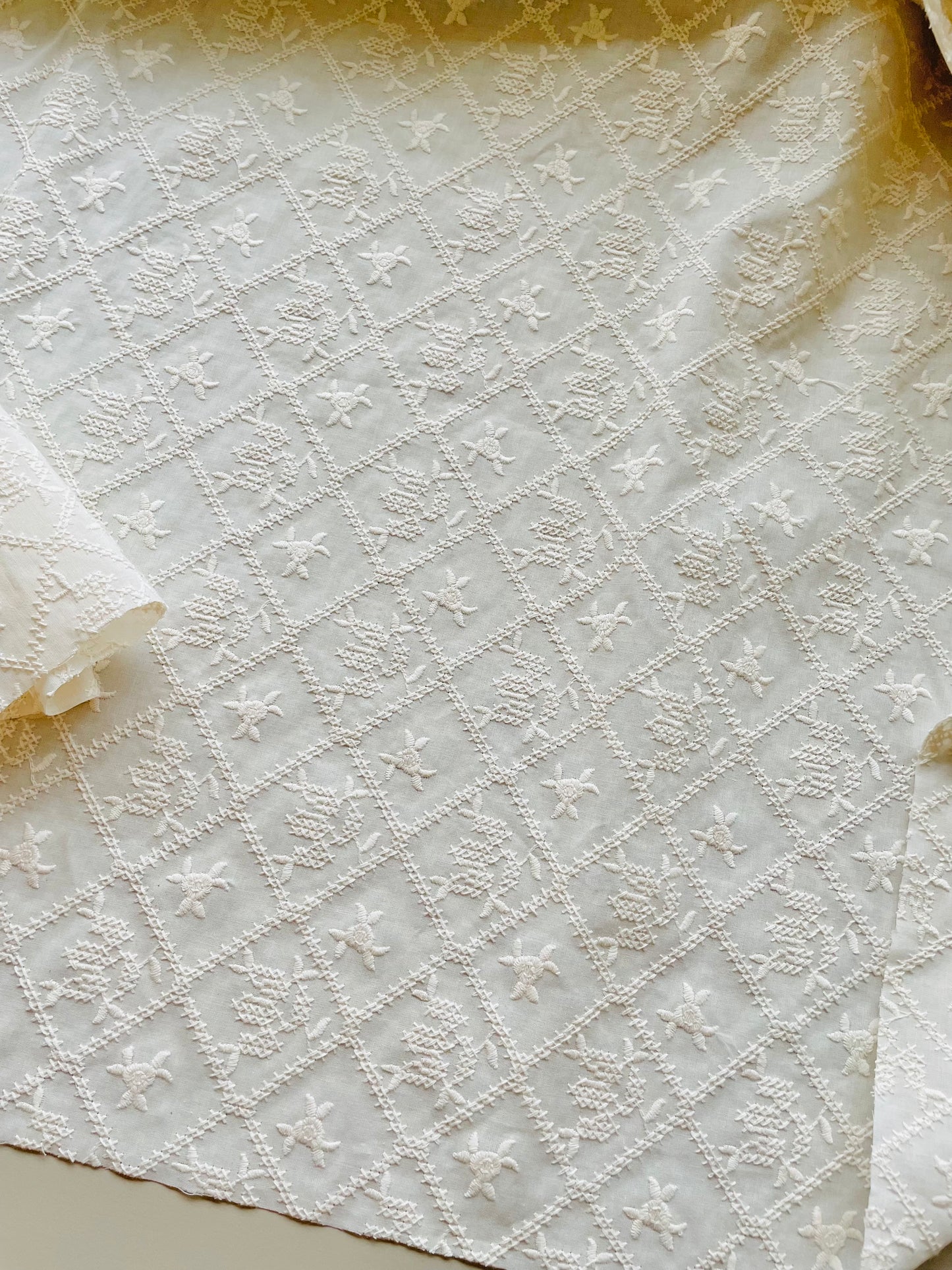 Embroidered Cotton Fabric --  Cross Stitch (Extra Wide)