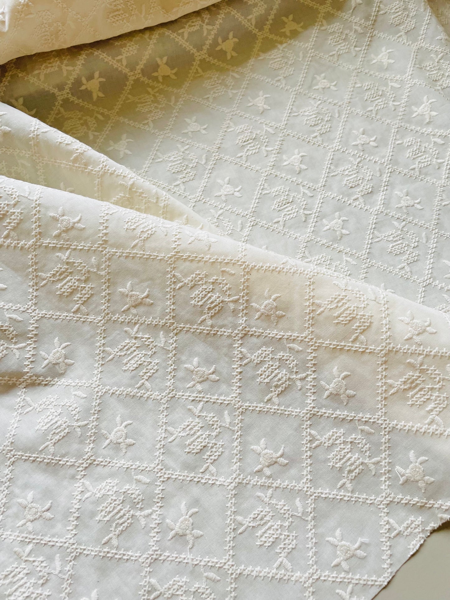 Embroidered Cotton Fabric --  Cross Stitch (Extra Wide)