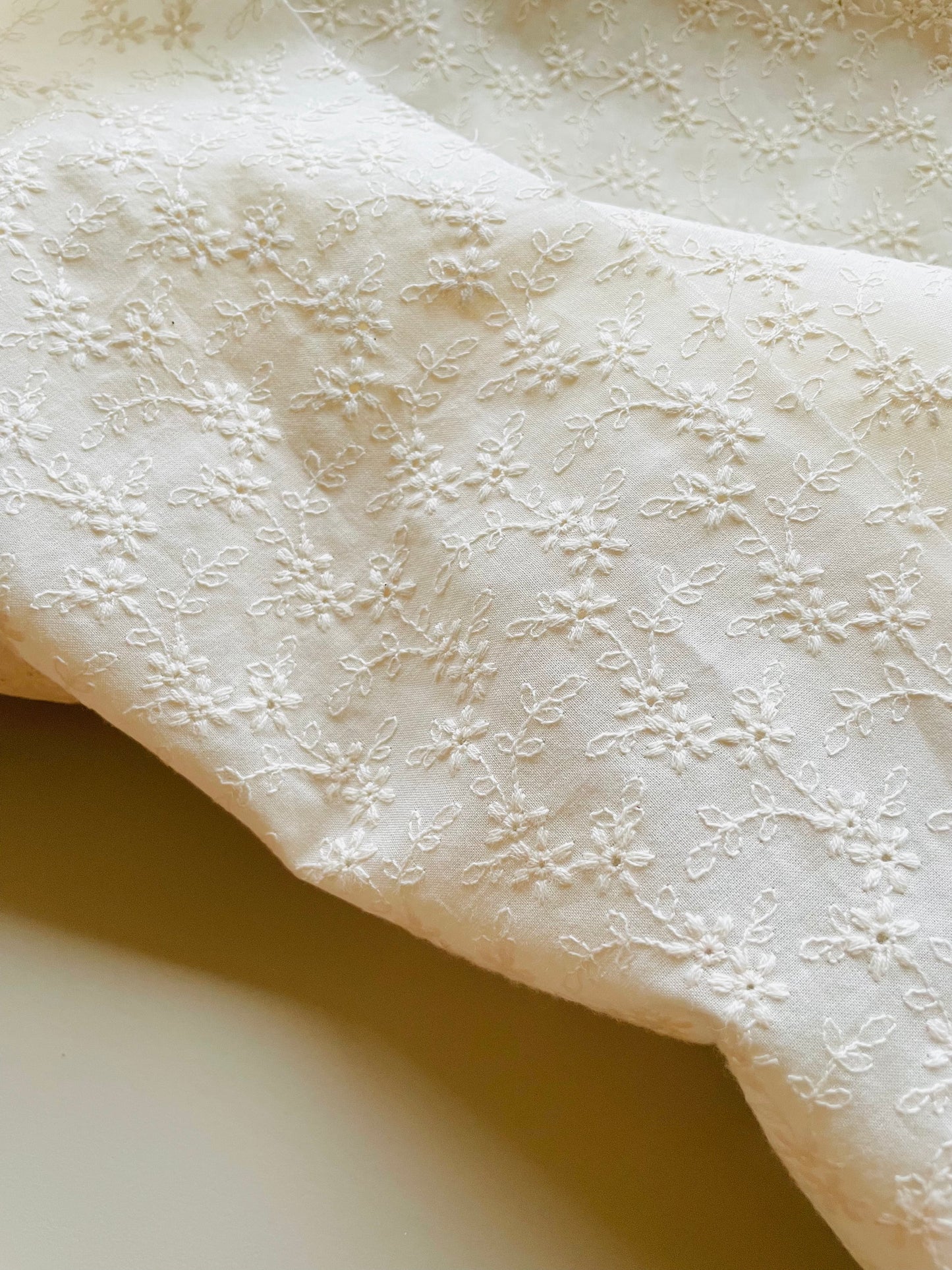 Embroidered Cotton Fabric --  Star Flower (Extra Wide)