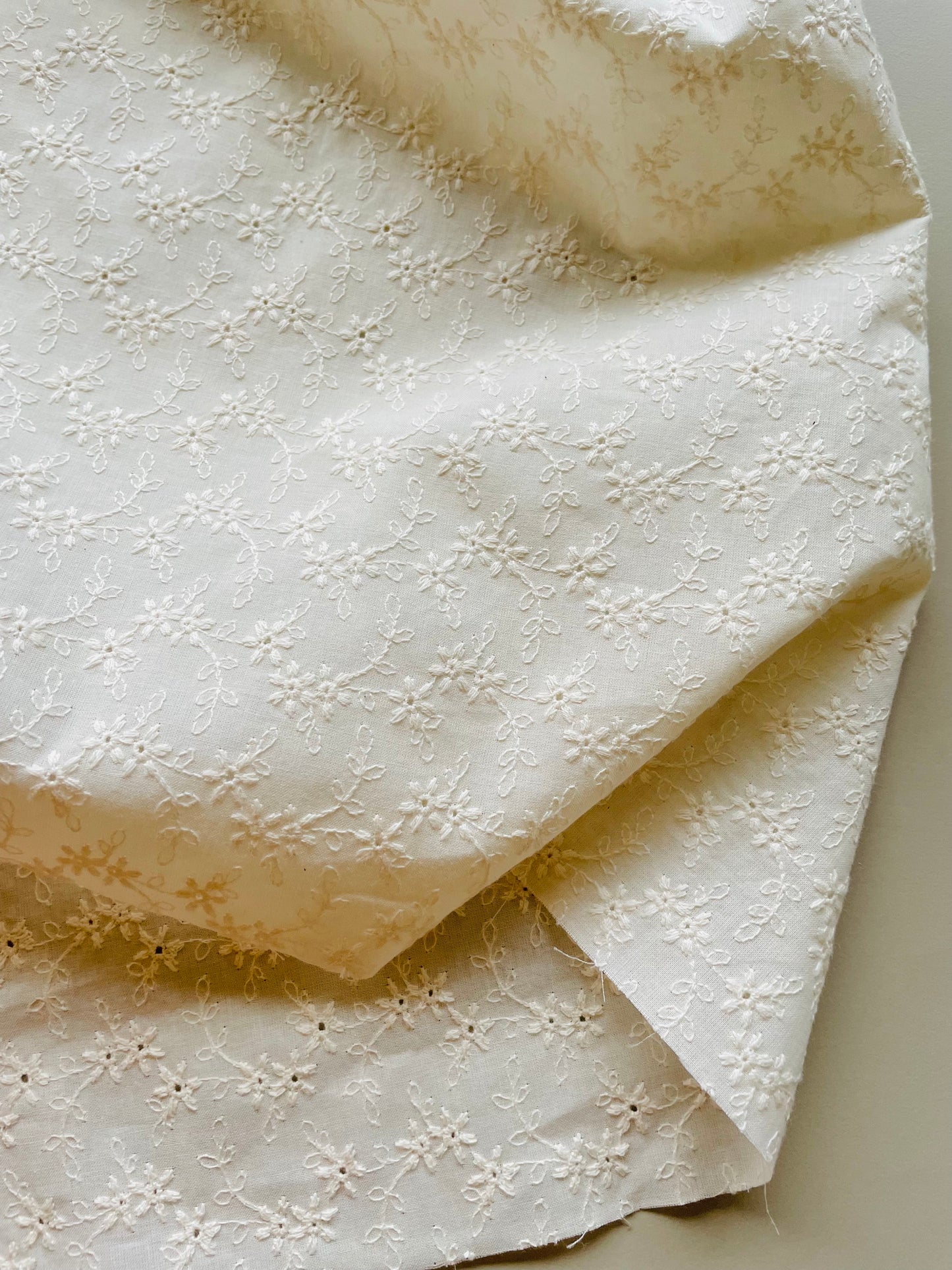 Embroidered Cotton Fabric --  Star Flower (Extra Wide)