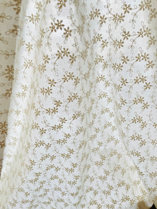 Embroidered Cotton Fabric -- Star Flower (Extra Wide)