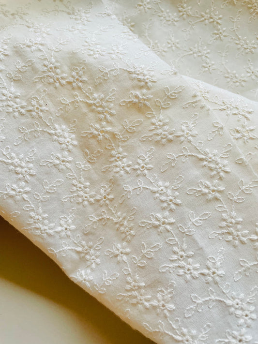 Embroidered Cotton Fabric -- Star Flower (Extra Wide)