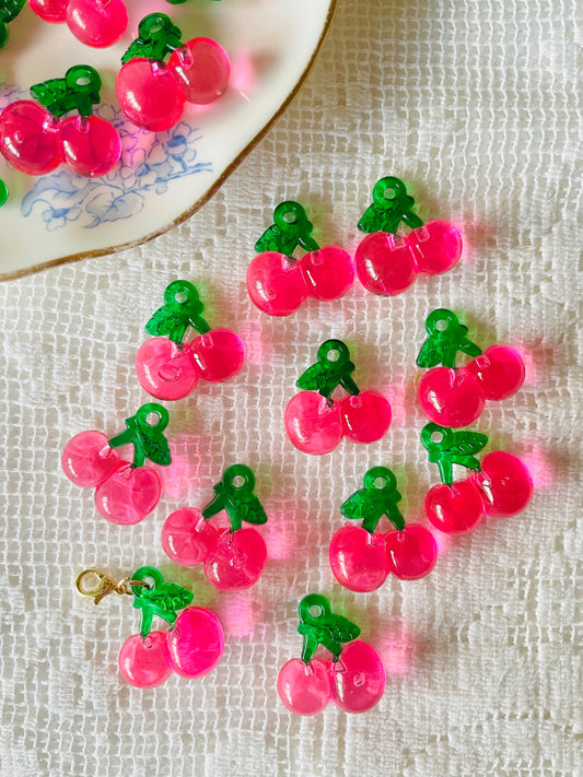Zipper Charm - Classic Cherry (Rosy Pink Transparent )