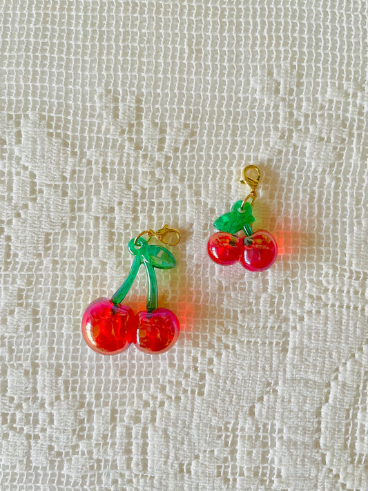 Zipper Charm - Classic fruit - Big & Small Cherry Bundle (glittering red)