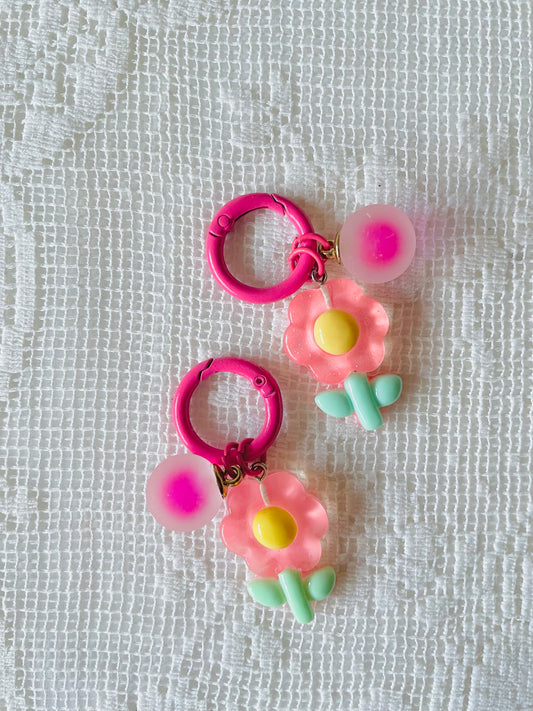 Zipper Charm -  happy flower (pink)